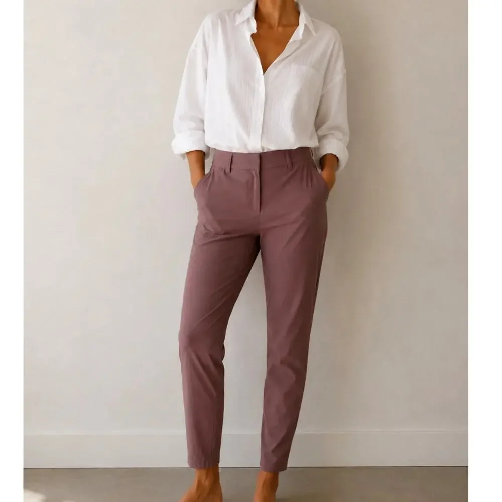 Nike Women’s Dri-FIT Golf Work Pants Taupe Mauve Tapered Performance Trousers-M